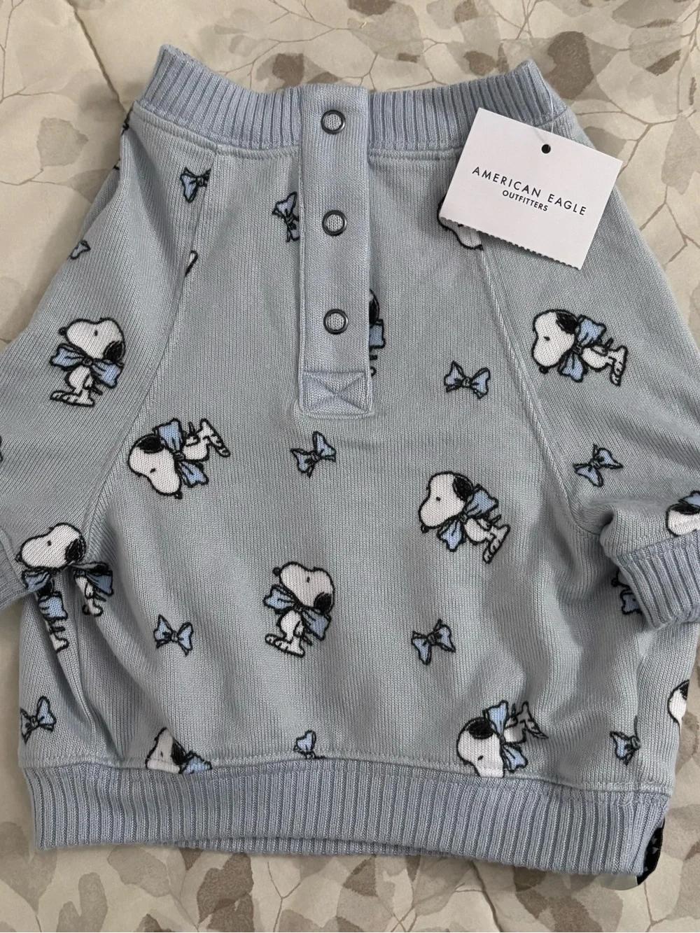 American Eagle Outfitters Light Blue Snoopy Print Cowl Sweater